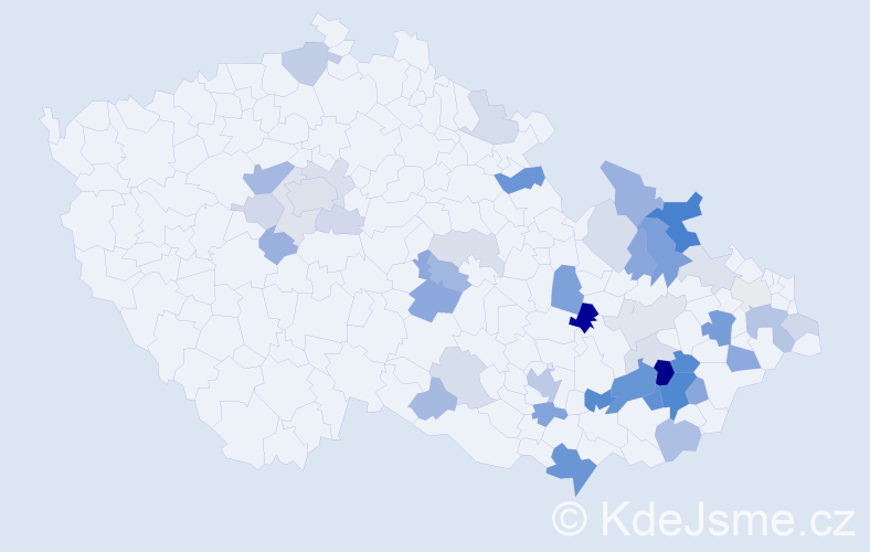 Příjmení: 'Páleníčková', počet výskytů 111 v celé ČR