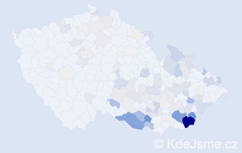 Příjmení: 'Kročil', počet výskytů 472 v celé ČR