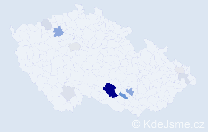 Příjmení: 'Vejmělka', počet výskytů 39 v celé ČR