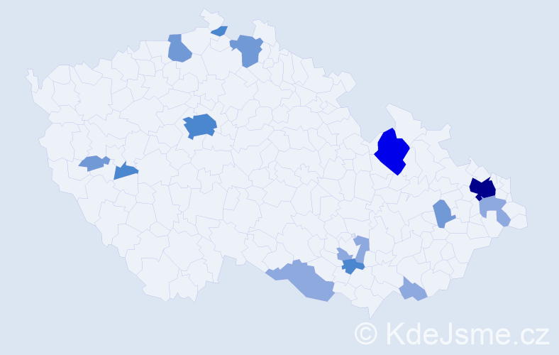 Příjmení: 'Majkut', počet výskytů 35 v celé ČR