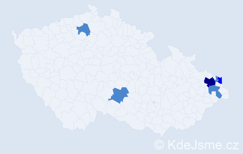 Příjmení: 'Kleberc', počet výskytů 9 v celé ČR