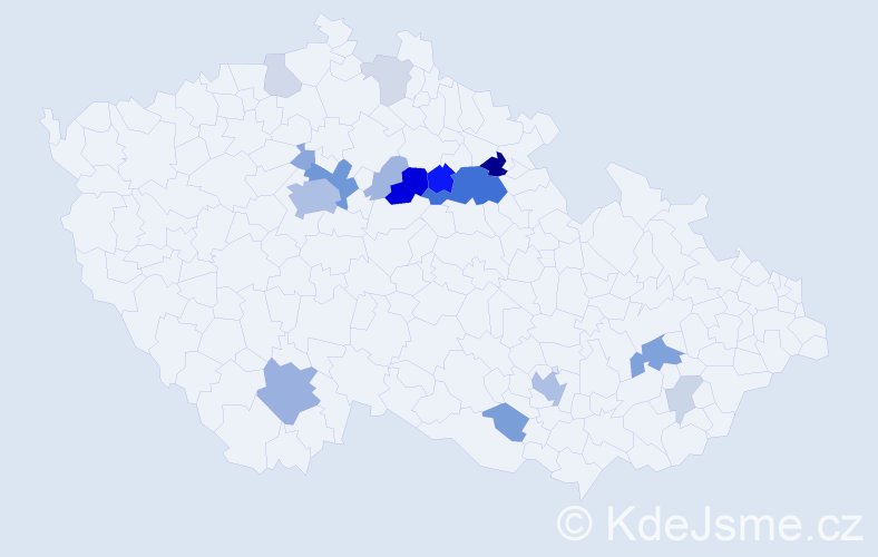 Příjmení: 'Kloubec', počet výskytů 53 v celé ČR
