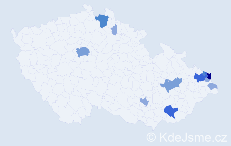 Příjmení: 'Zembolová', počet výskytů 33 v celé ČR