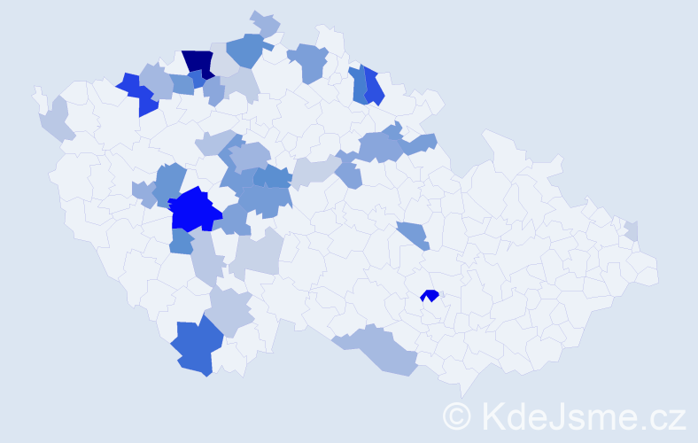 Příjmení: 'Malkovský', počet výskytů 122 v celé ČR