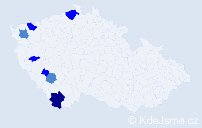 Příjmení: 'Pučil', počet výskytů 13 v celé ČR
