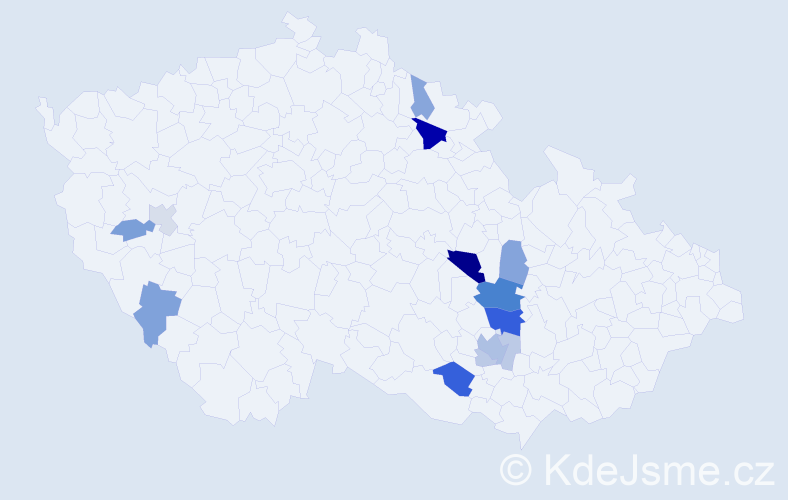 Příjmení: 'Biberlová', počet výskytů 29 v celé ČR