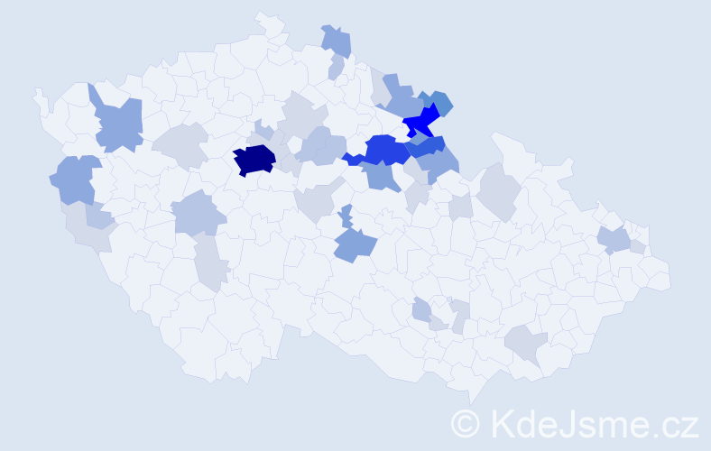 Příjmení: 'Hencl', počet výskytů 117 v celé ČR