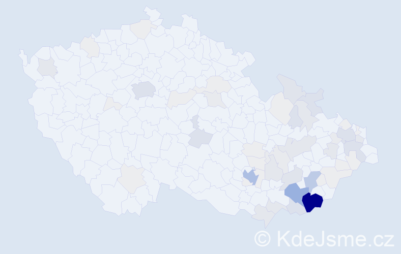 Příjmení: 'Buráňová', počet výskytů 266 v celé ČR