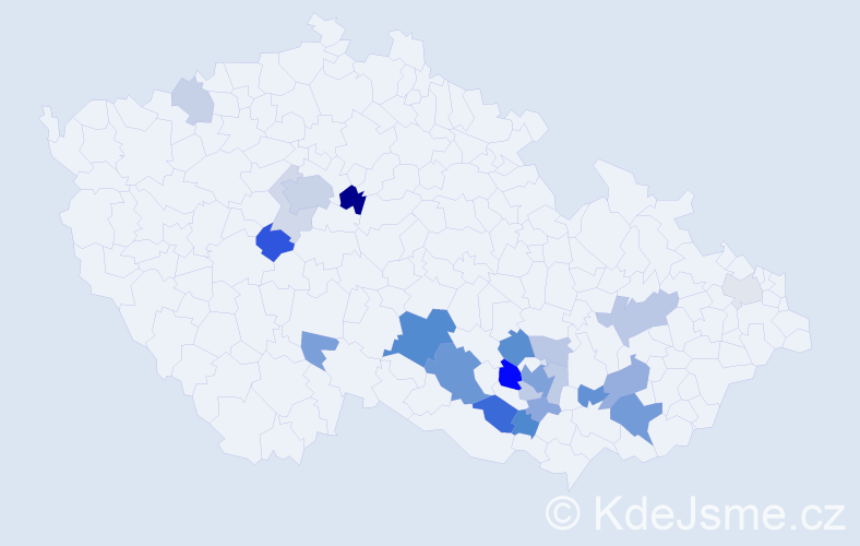 Příjmení: 'Kozlíček', počet výskytů 58 v celé ČR