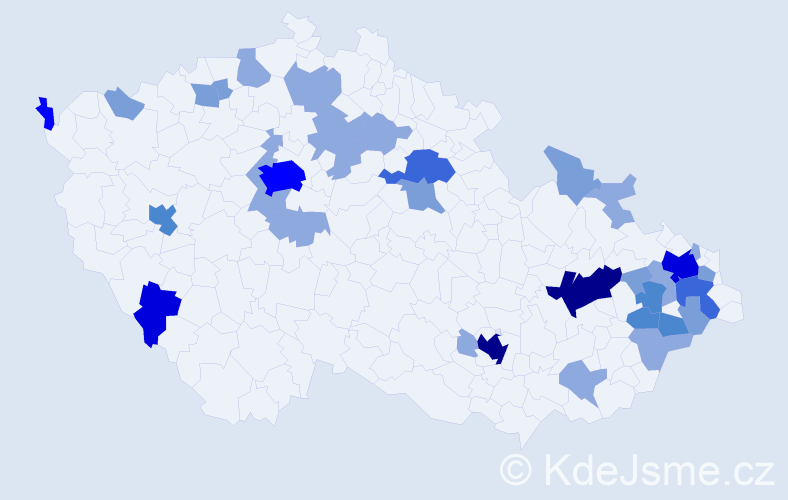 Příjmení: 'Medveďová', počet výskytů 87 v celé ČR