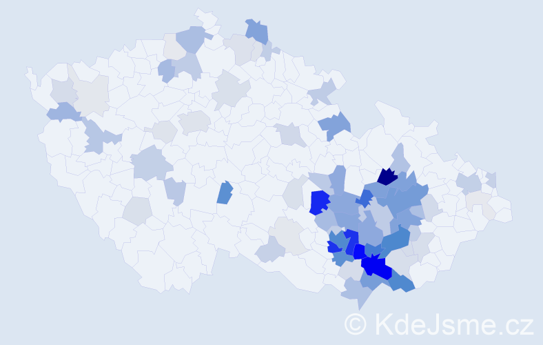 Příjmení: 'Hofírková', počet výskytů 315 v celé ČR