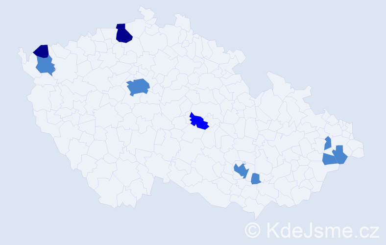 Příjmení: 'Cisárik', počet výskytů 15 v celé ČR