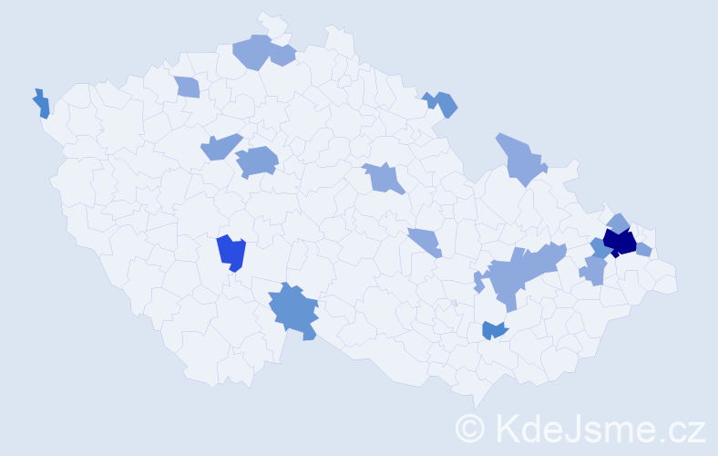 Příjmení: 'Lazor', počet výskytů 47 v celé ČR