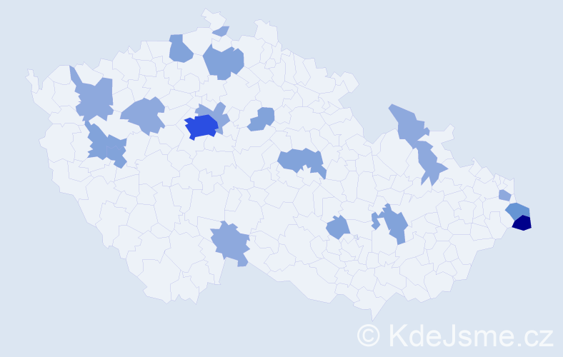 Příjmení: 'Kulik', počet výskytů 40 v celé ČR