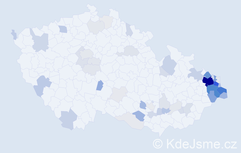 Příjmení: 'Tomis', počet výskytů 255 v celé ČR