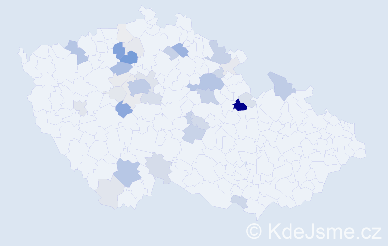 Příjmení: 'Hodr', počet výskytů 149 v celé ČR
