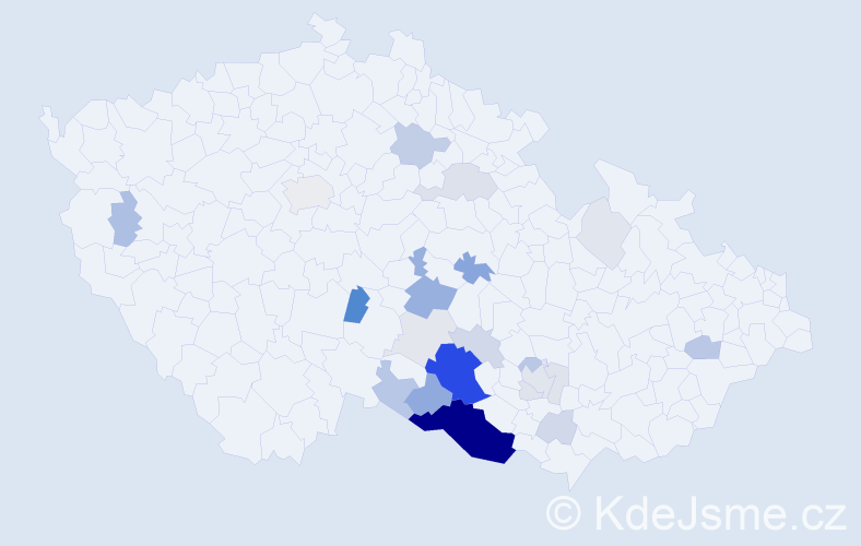 Příjmení: 'Prodělalová', počet výskytů 83 v celé ČR