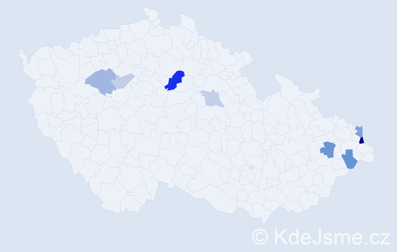 Příjmení: 'Onofrej', počet výskytů 14 v celé ČR
