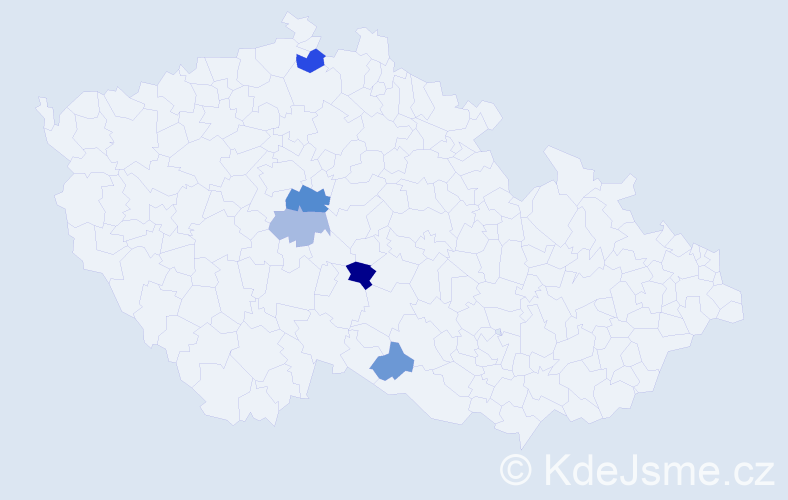 Příjmení: 'Chloupá', počet výskytů 9 v celé ČR