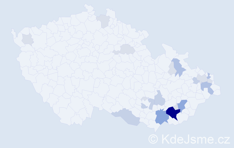 Příjmení: 'Lukeštíková', počet výskytů 62 v celé ČR
