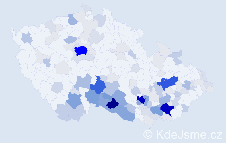 Příjmení: 'Daňhelová', počet výskytů 460 v celé ČR