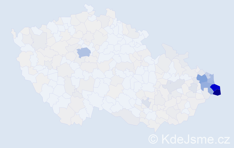 Příjmení: 'Sikora', počet výskytů 2567 v celé ČR