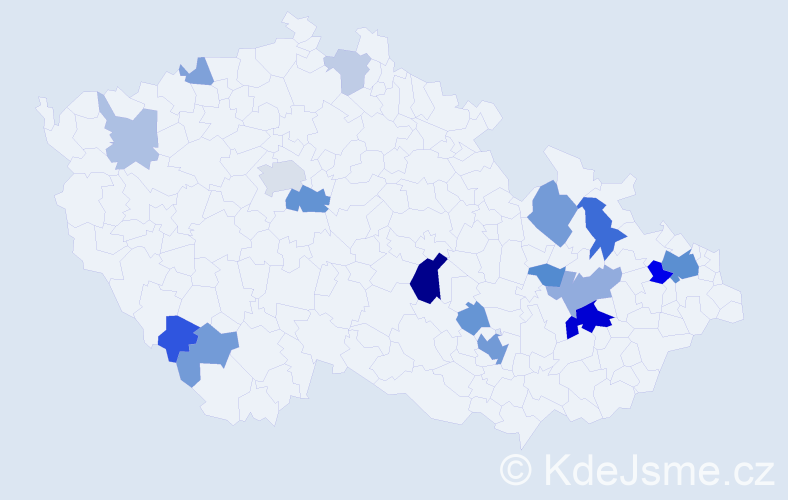Příjmení: 'Dolinková', počet výskytů 45 v celé ČR