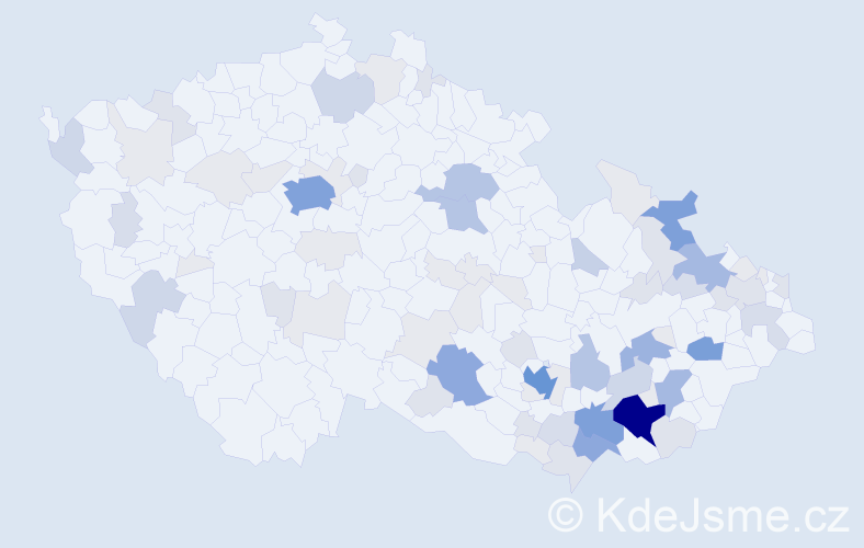 Příjmení: 'Kutálková', počet výskytů 299 v celé ČR