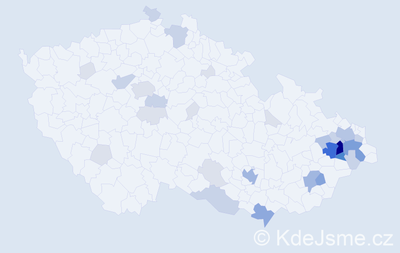 Příjmení: 'Lošák', počet výskytů 107 v celé ČR