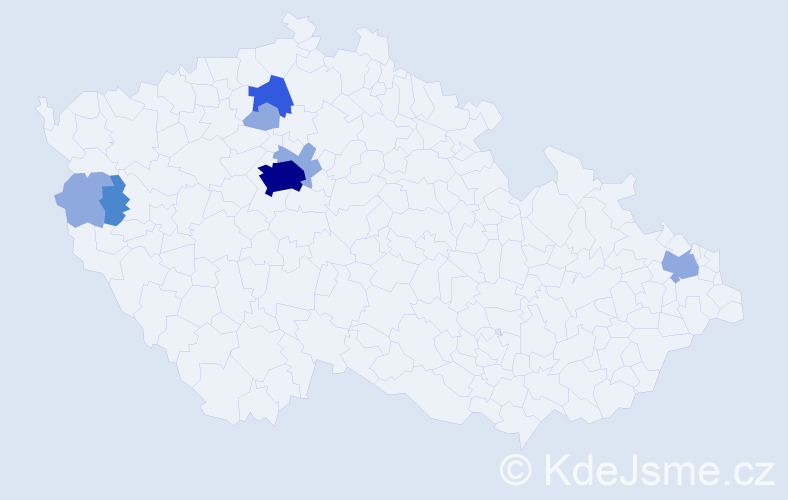 Příjmení: 'Peev', počet výskytů 14 v celé ČR