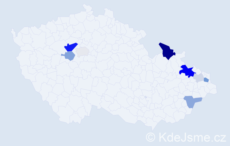 Příjmení: 'Malysa', počet výskytů 19 v celé ČR