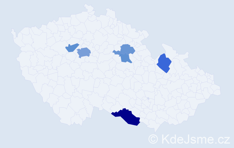 Příjmení: 'Tanev', počet výskytů 11 v celé ČR