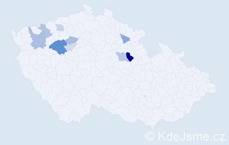 Příjmení: 'Číhař', počet výskytů 16 v celé ČR