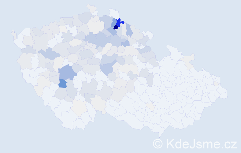 Příjmení: 'Šourek', počet výskytů 663 v celé ČR
