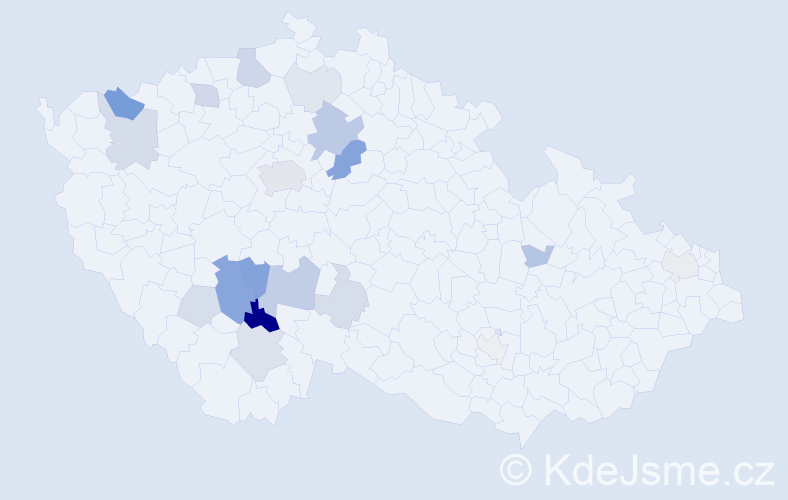 Příjmení: 'Pisingerová', počet výskytů 51 v celé ČR