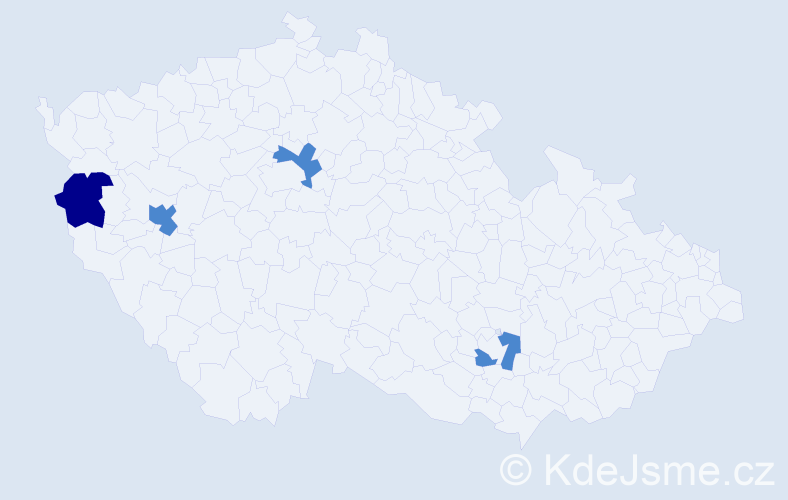 Příjmení: 'Tekin', počet výskytů 6 v celé ČR