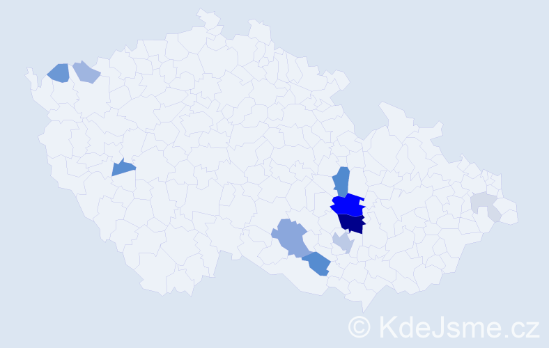 Příjmení: 'Šabrňáková', počet výskytů 36 v celé ČR