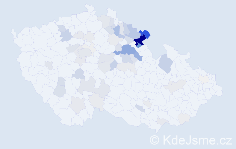 Příjmení: 'Krtička', počet výskytů 284 v celé ČR