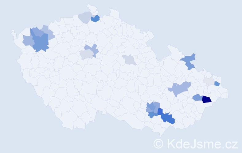 Příjmení: 'Farmačka', počet výskytů 61 v celé ČR