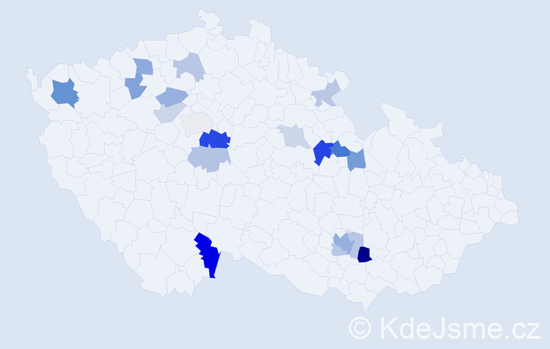 Příjmení: 'Durek', počet výskytů 38 v celé ČR