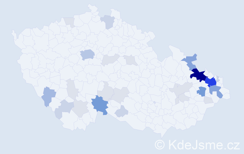 Příjmení: 'Balová', počet výskytů 96 v celé ČR