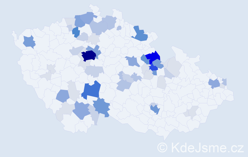 Příjmení: 'Barvínková', počet výskytů 224 v celé ČR