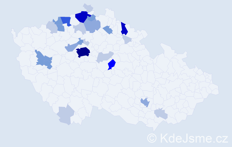 Příjmení: 'Chleborád', počet výskytů 77 v celé ČR