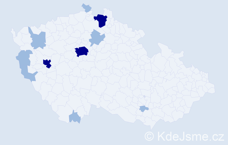 Příjmení: 'Ljach', počet výskytů 19 v celé ČR