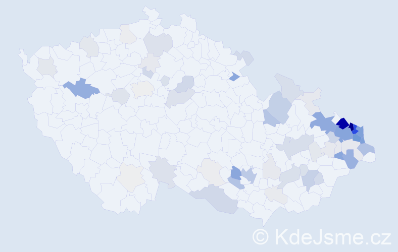 Příjmení: 'Kaniová', počet výskytů 334 v celé ČR