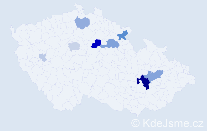 Příjmení: 'Copková', počet výskytů 20 v celé ČR