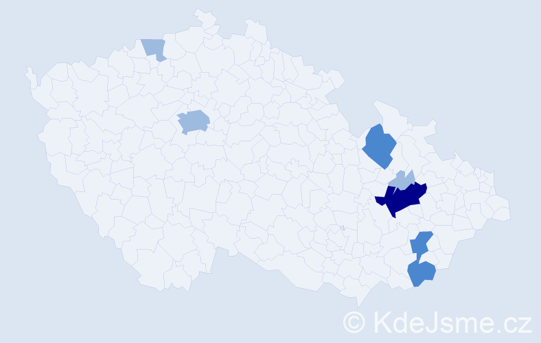 Příjmení: 'Postupková', počet výskytů 13 v celé ČR