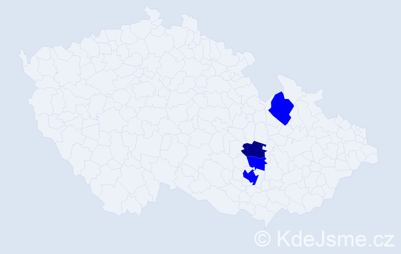 Příjmení: 'Kyánek', počet výskytů 5 v celé ČR