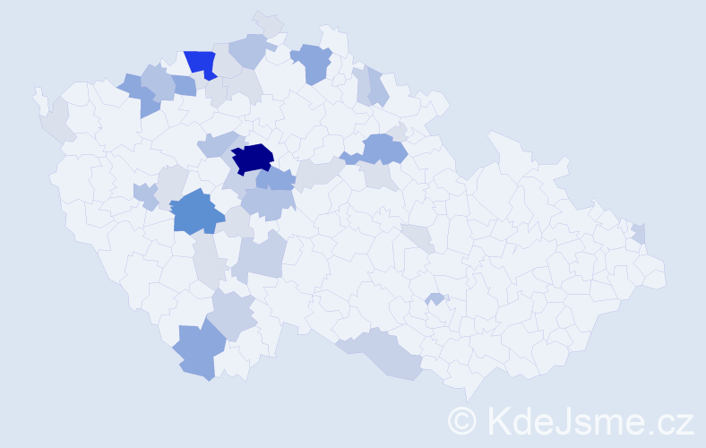 Příjmení: 'Malkovský', počet výskytů 123 v celé ČR