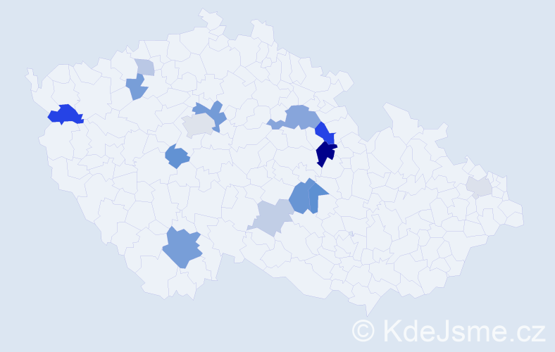 Příjmení: 'Kušnir', počet výskytů 29 v celé ČR